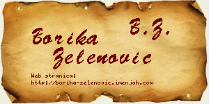 Borika Zelenović vizit kartica